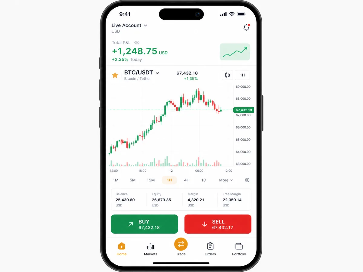 Senvix Fr — écrans de l'application de trading mobile